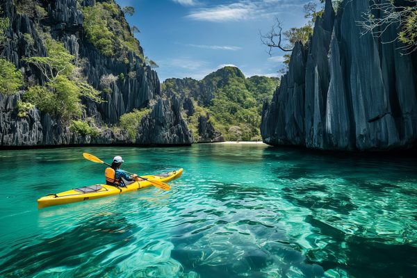 Adventurous Kayaking in Coron, el nido, palawan, philippines Limestone Cliff Lagoon